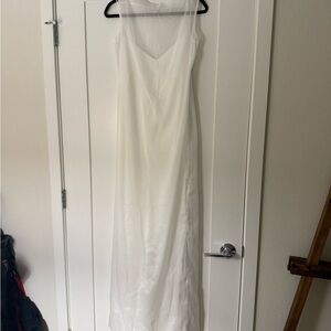 Elegant Ivory Maxi Dress with Slip and Overlay